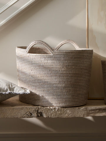 Nairn White Rattan Bucket Basket
