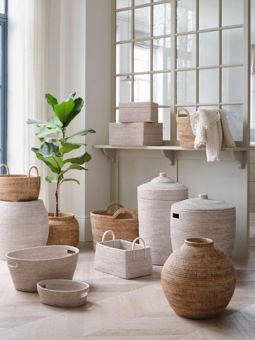 Jarra White Rattan Laundry Basket